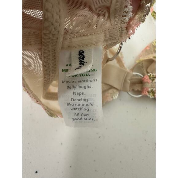 Aerie Women Medium Sandalwood Green Floral Lace Bralette Embroidery Mesh Unlined - Picture 6 of 9